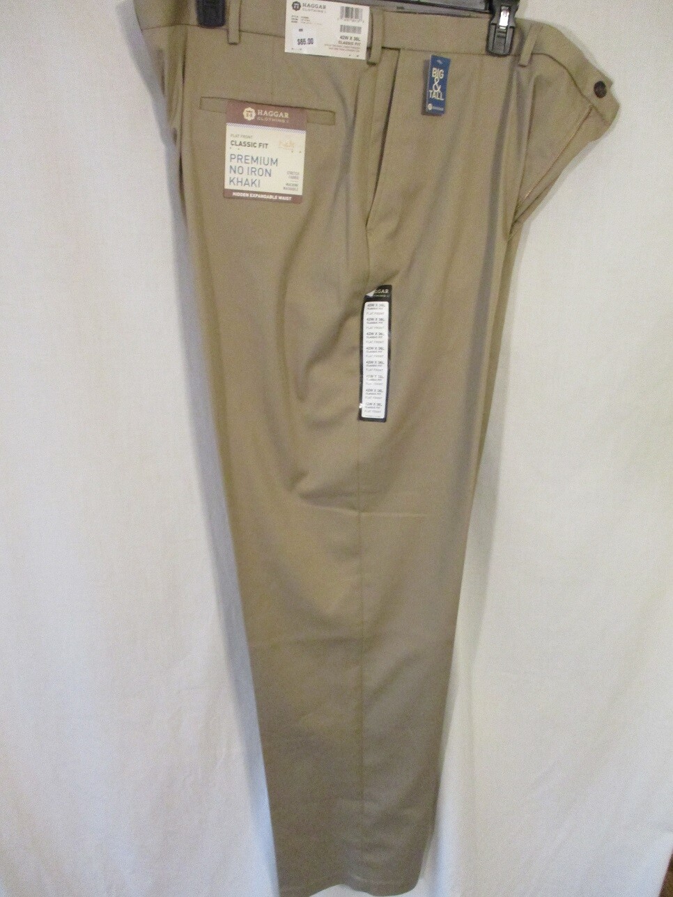 Haggar BIG TALL Cotton Blnd Khaki Flat Front Premium No Iron Pants SR$55-65  NEW | eBay